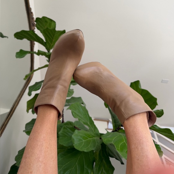 REVOLVE Pura Lopez Wedge Bootie Light Tan Leather Super comfortable Sexy 🔥 - Picture 3 of 16